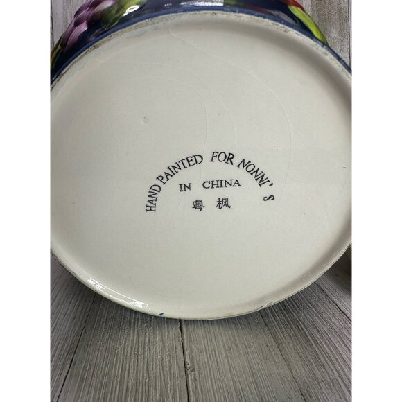 Vtg Nonni's Biscotti Painted Cookie Jar Canister Yellow Fruit Decor 10.5" Tall - Picture 12 of 13